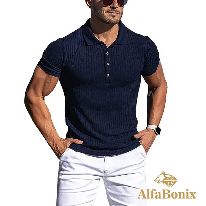 Camisa Polo AlfaBonix Solid Stripe