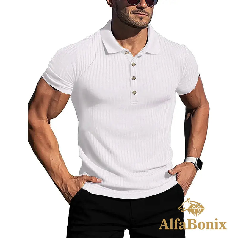 Camisa Polo AlfaBonix Solid Stripe