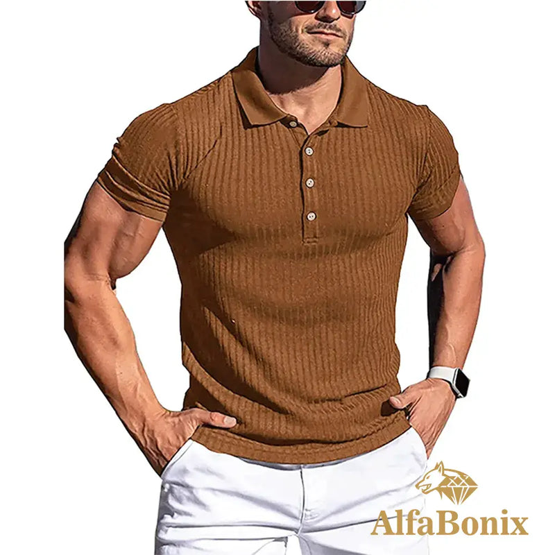 Camisa Polo AlfaBonix Solid Stripe