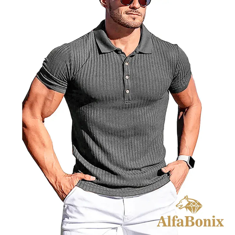 Camisa Polo AlfaBonix Solid Stripe