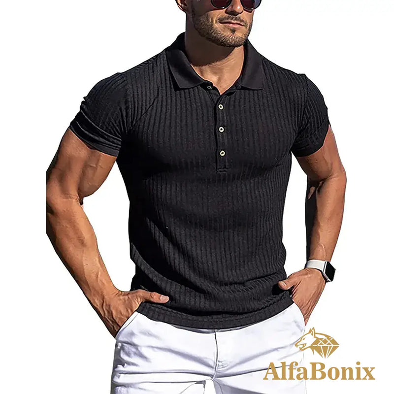 Camisa Polo AlfaBonix Solid Stripe