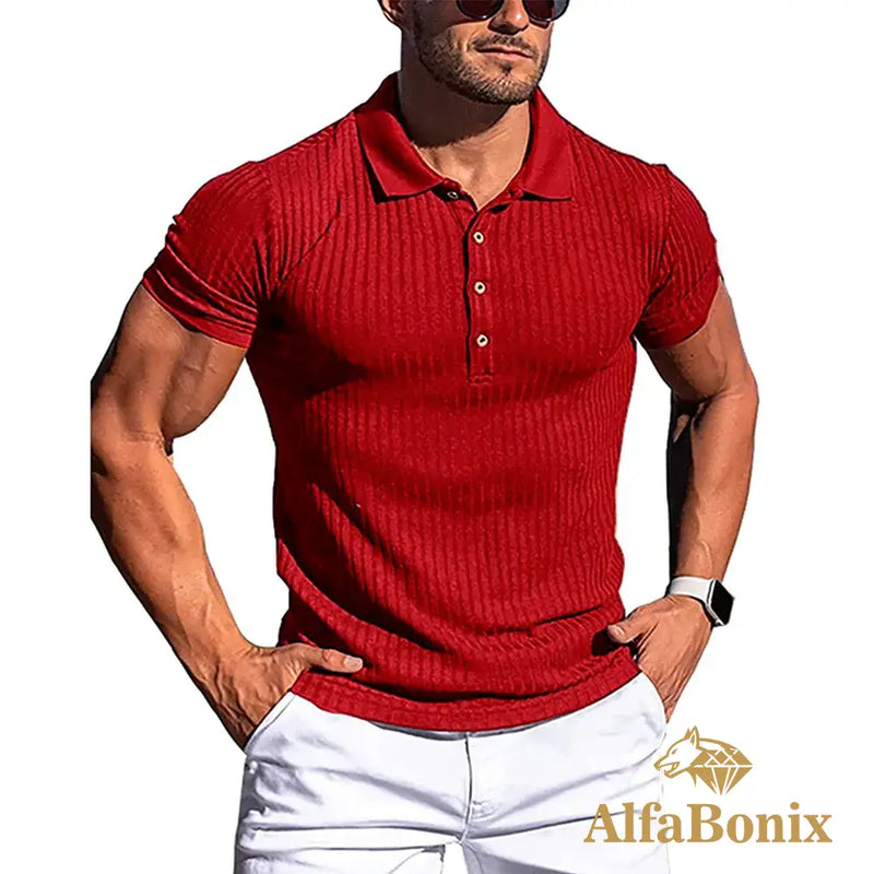 Camisa Polo AlfaBonix Solid Stripe